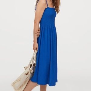 Blue sleeveless cotton dress